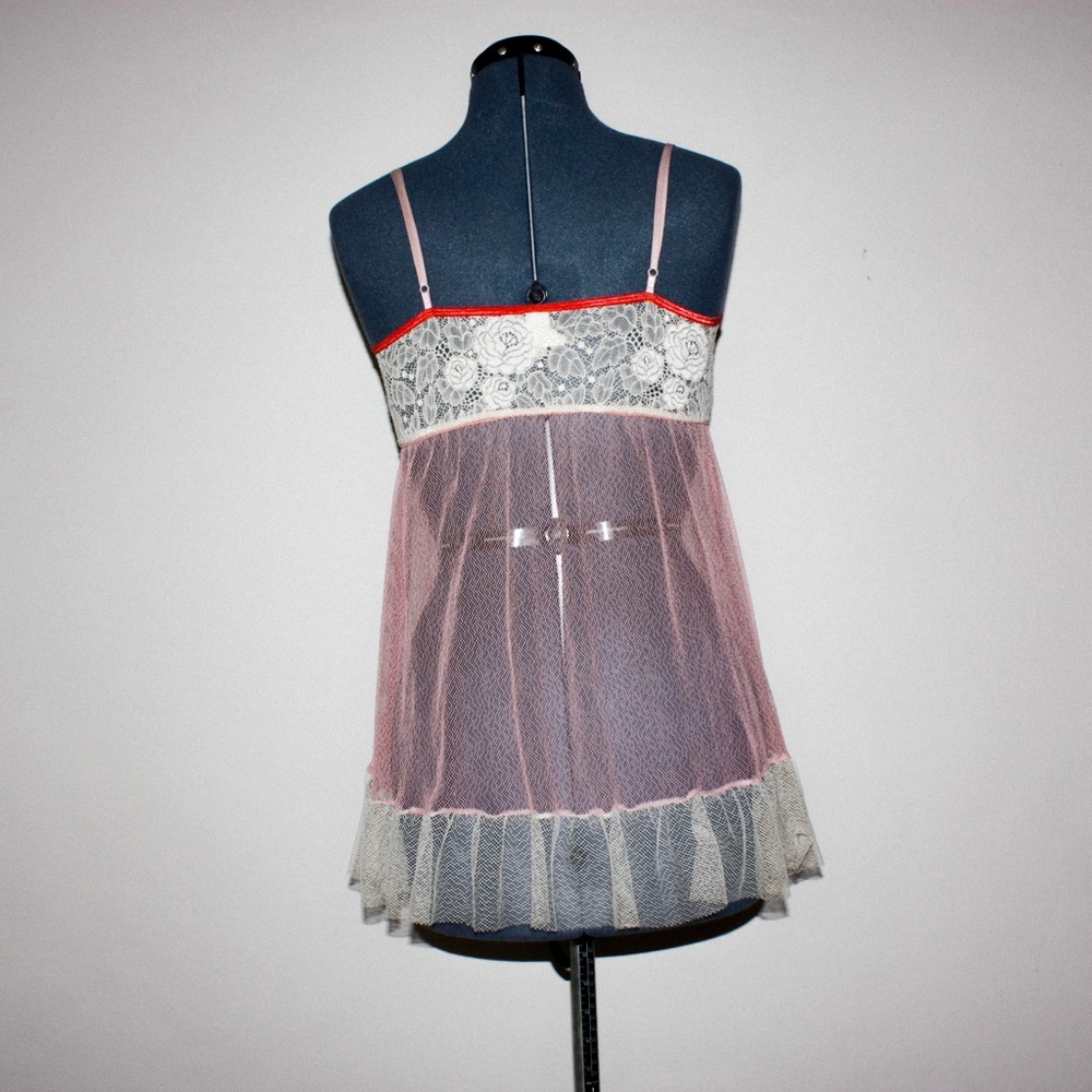 vintage sheer pink & ivory babydoll top - Picture 3 of 5